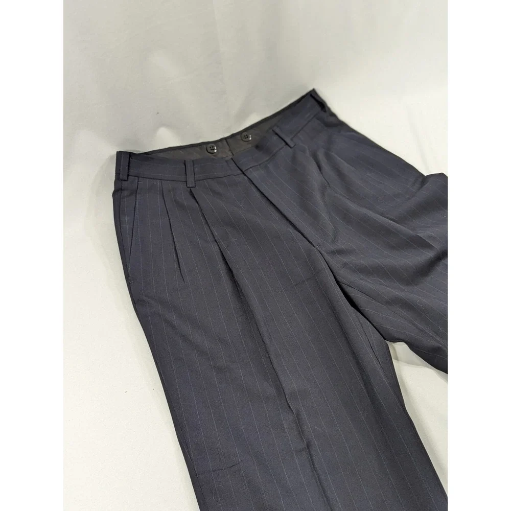 Hart Schaffner‎ Marx Blazer Suit  Wool Dark Navy Blue  Stripe 40R 32x28 2 Piece